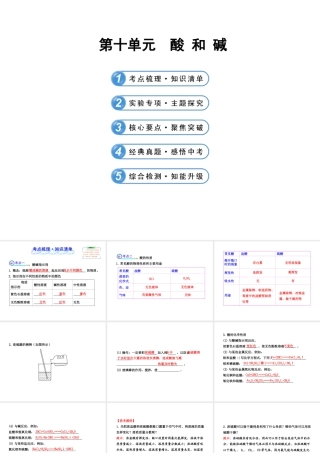 【冲刺中考】2013年中考化学专题复习 第十单元 酸 和 碱课件（知识清单+聚焦突破+感悟中考+智能升级）