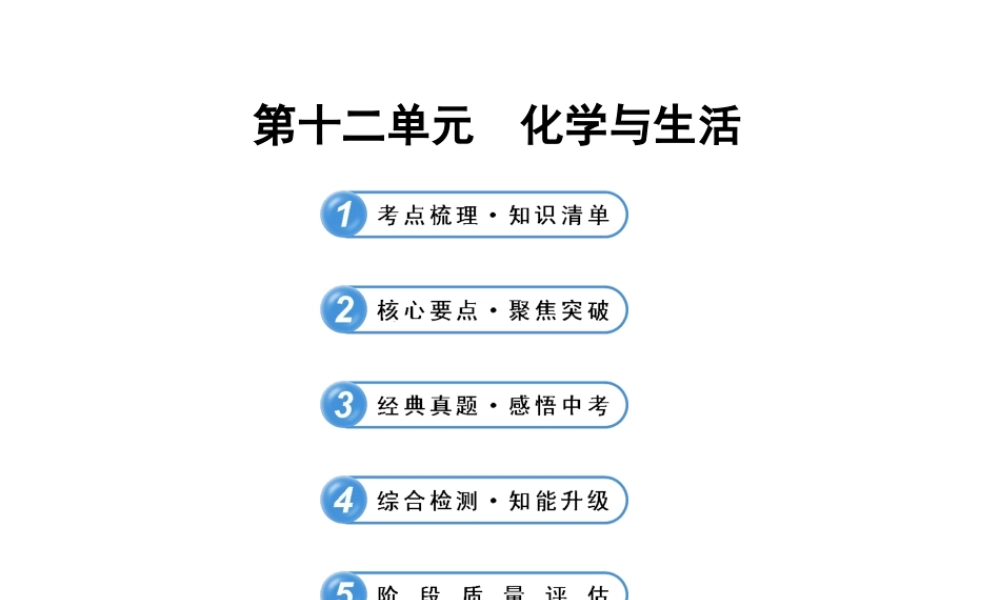 【冲刺中考】2013年中考化学专题复习 第十二单元 化学与生活课件（知识清单+聚焦突破+感悟中考+智能升级）