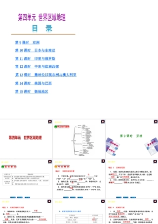 【中考复习方案】2015中考地理总复习 第4单元 世界区域地理课件 （新版）新人教版