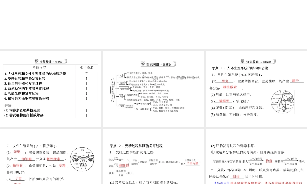 【中考风向标】2013年中考生物复习 生物的生殖和发育课件