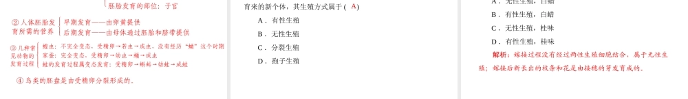 《金牌学案 风向标》广东省中考生物总复习 第一部分 第六章 生物的生殖、发育与遗传课件 人教新课标版