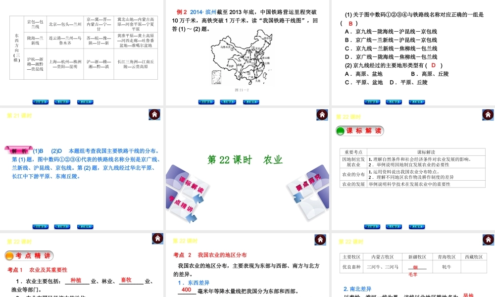 【中考复习方案】2015中考地理总复习 第6单元 中国的经济地理课件 （新版）新人教版