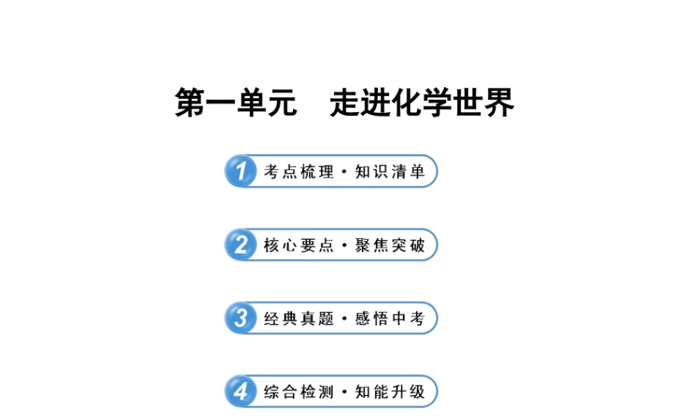 【冲刺中考】2013年中考化学专题复习 第一单元 走进化学世界课件（知识清单+聚焦突破+感悟中考+智能升级）