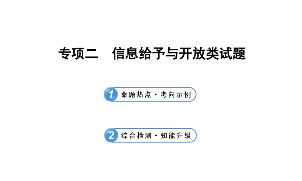 【冲刺中考】2013年中考化学专题复习 专项二 信息给予与开放类试题课件（命题热点+综合检测）