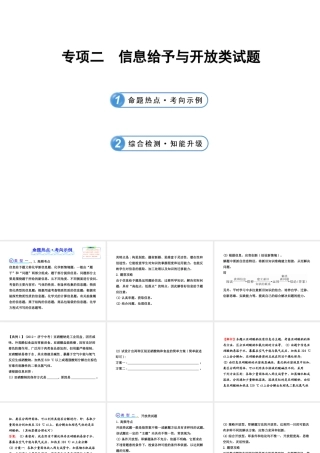【冲刺中考】2013年中考化学专题复习 专项二 信息给予与开放类试题课件（命题热点+综合检测）