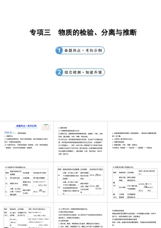 【冲刺中考】2013年中考化学专题复习 专项三 物质的检验、分离与推断课件（命题热点+综合检测）