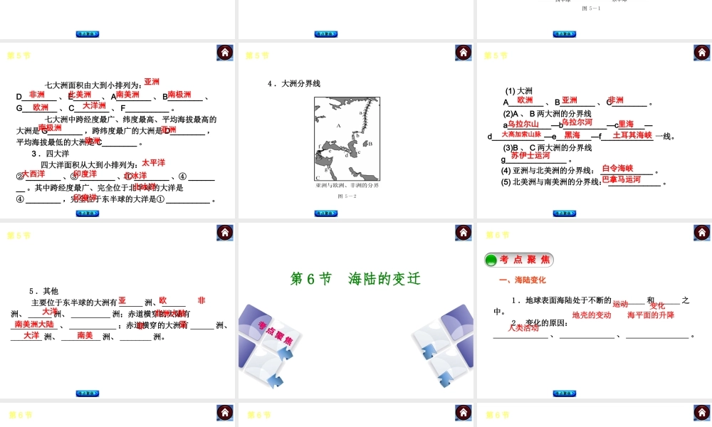 【中考复习方案】2015中考地理总复习 第二章 陆地和海洋课件 新人教版