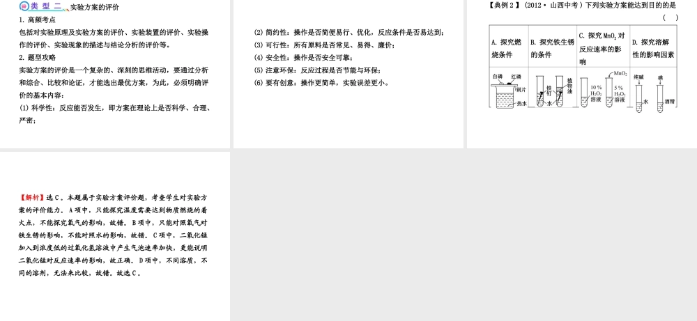 【冲刺中考】2013年中考化学专题复习 专项四 实验的设计与评价课件（命题热点+综合检测）