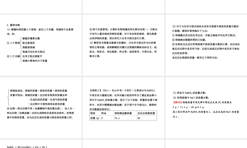【冲刺中考】2013年中考化学专题复习 专项五 化学计算课件（命题热点+综合检测）