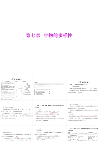 【中考风向标】2015年中考生物基础复习 第七章 生物的多样性课件