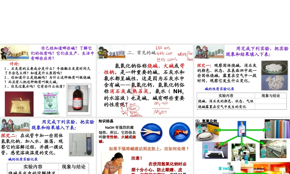 【冲刺中考】2013中考化学难点突破专题02 几种常见的碱课件