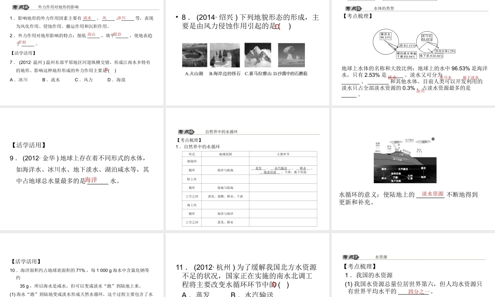 【中考试题研究】2015中考科学总复习 第41讲 人类生存的地球课件 浙教版