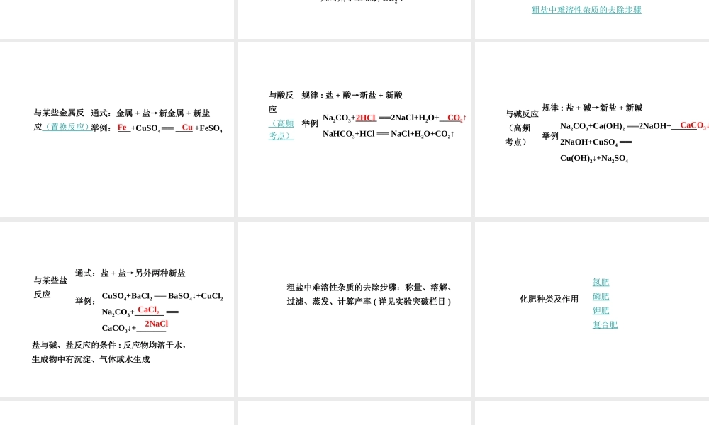 【中考试题研究】四川省2015届中考化学总复习 主题八 盐 化肥课件