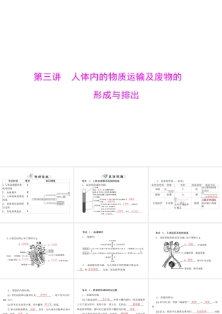 【中考风向标】2015年中考生物基础复习 第四章 第三讲 人体内的物质运输及废物的形成与排出课件