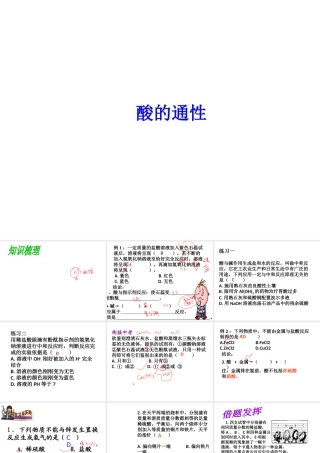 【冲刺中考】2013中考化学难点突破专题07 酸的通性课件