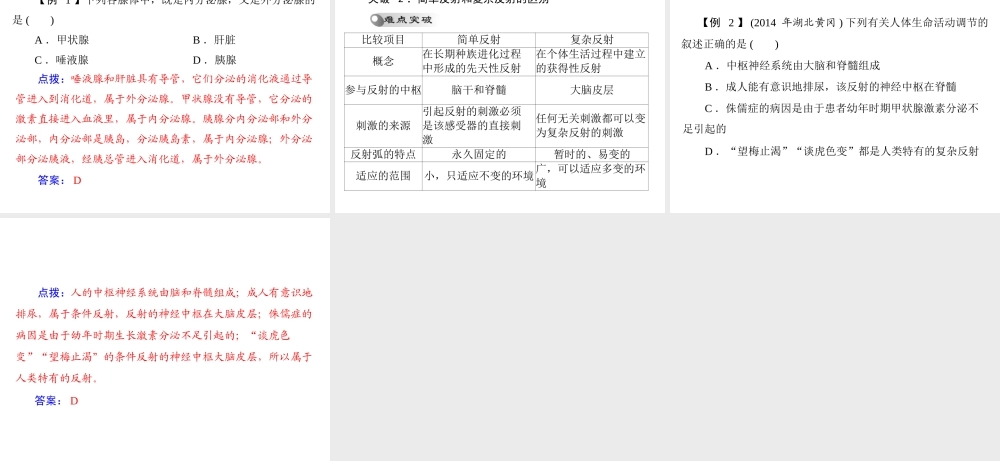 【中考风向标】2015年中考生物基础复习 第四章 第四讲 人体的生命活动调节课件
