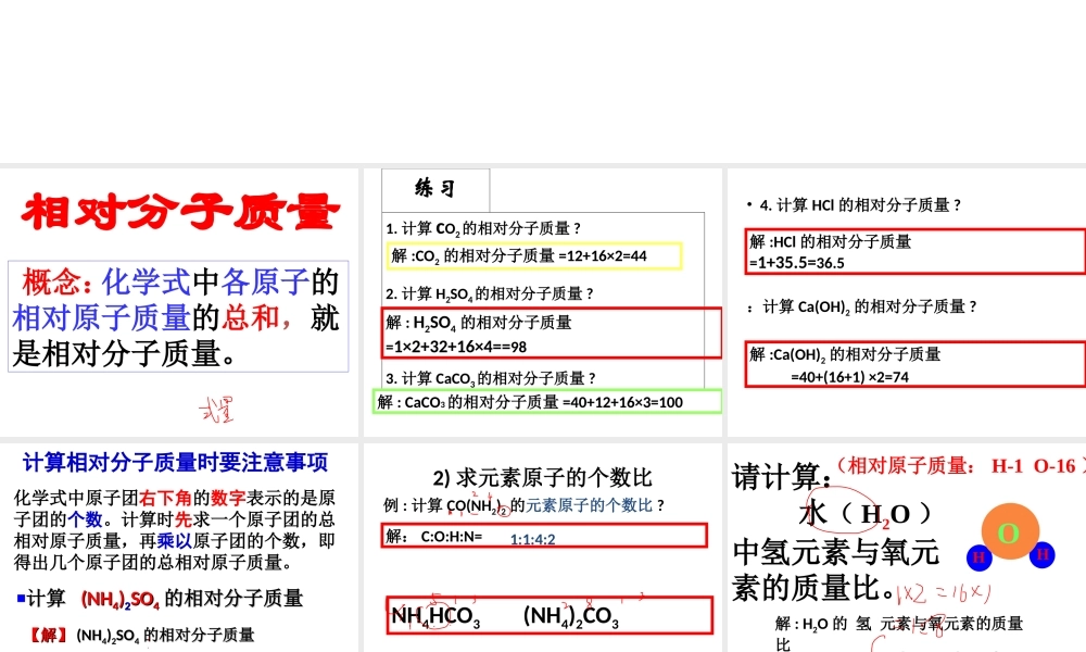 【冲刺中考】2013中考化学难点突破专题09 有关化学式的计算课件