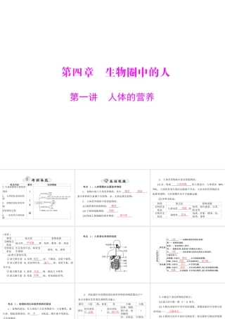 【中考风向标】2015年中考生物基础复习 第四章 第一讲 人体的营养课件