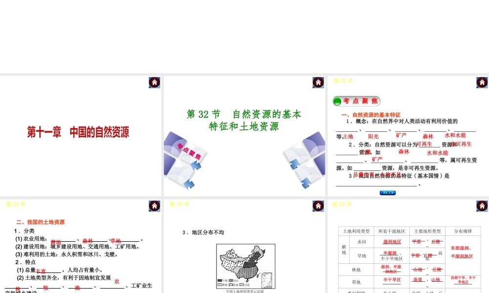 【中考复习方案】2015中考地理总复习 第十一章 中国的自然资源课件 新人教版
