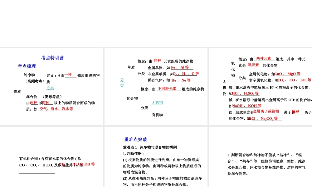 【中考试题研究】四川省2015届中考化学总复习 主题九 物质的分类课件