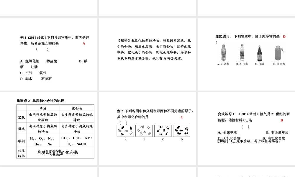 【中考试题研究】四川省2015届中考化学总复习 主题九 物质的分类课件