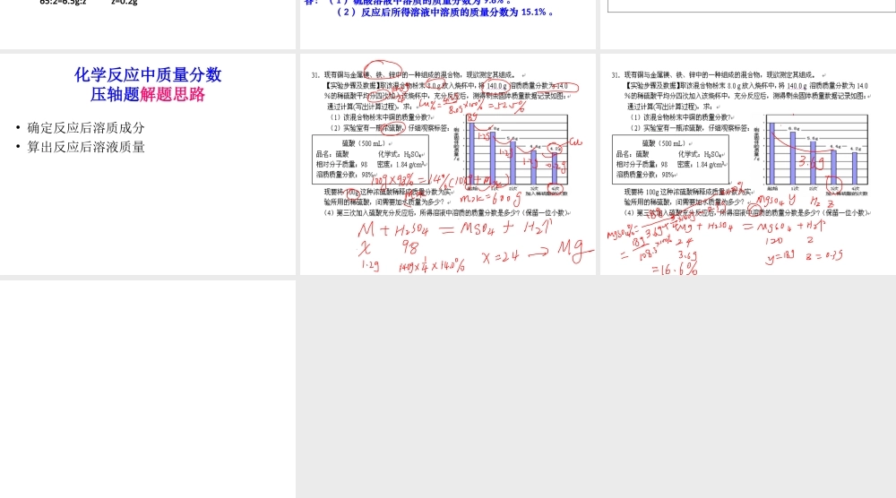 【冲刺中考】2013中考化学难点突破专题10 质量分数压轴题课件