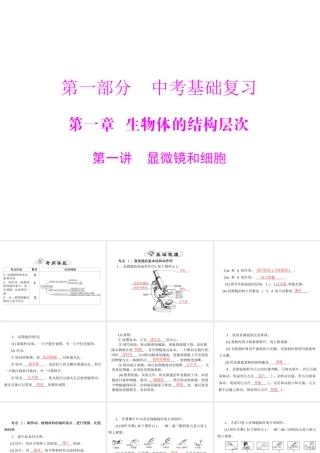 【中考风向标】2015年中考生物基础复习 第一章 第一讲 显微镜和细胞课件