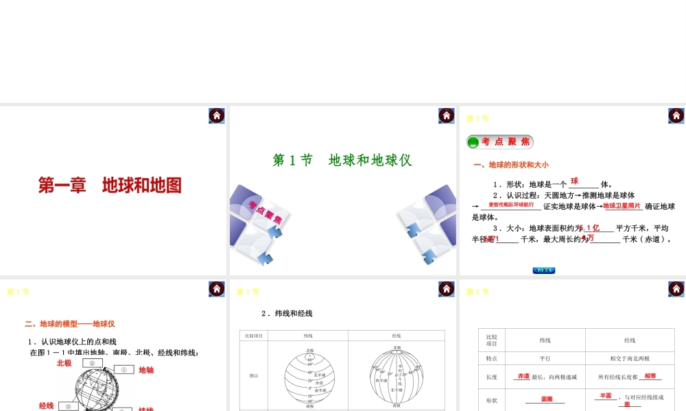 【中考复习方案】2015中考地理总复习 第一章 地球和地图课件 新人教版