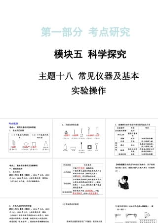 【中考试题研究】四川省2015届中考化学总复习 主题十八 常见仪器及基本实验操作课件
