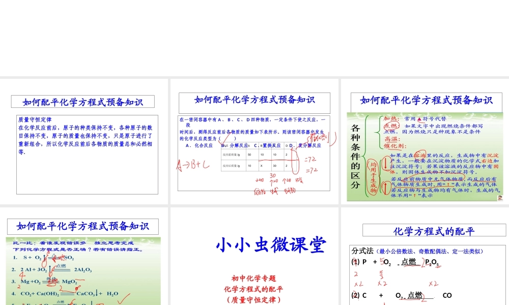 【冲刺中考】2013中考化学难点突破专题16 化学方程式配平课件