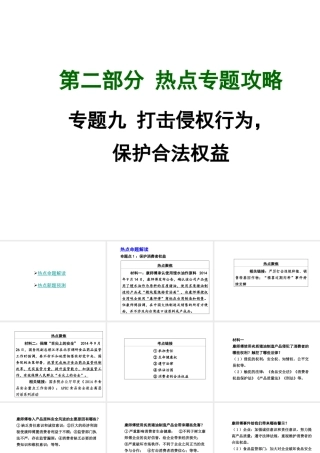 【中考面对面】广西2015届中考政治总复习 第二部分 热点专题攻略 专题九 打击侵权行为，保护合法权益课件（热点命题解读+热点新题预测） 新人教版