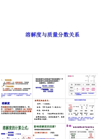 【冲刺中考】2013中考化学难点突破专题19 溶解度与质量分数关系课件