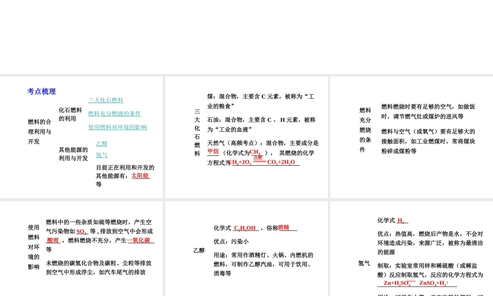 【中考试题研究】四川省2015届中考化学总复习 主题十六 能源、资源与环境课件