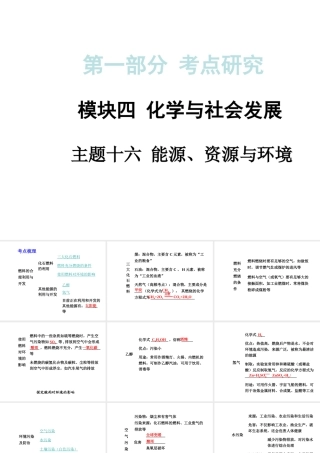 【中考试题研究】四川省2015届中考化学总复习 主题十六 能源、资源与环境课件