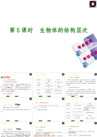 【中考复习方案】2015中考生物总复习 第5课时 生物体的结构层次课件（考点聚焦+归类探究+回归教材）