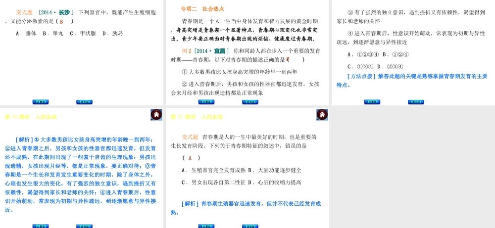 【中考复习方案】2015中考生物总复习 第11课时 人的由来课件（考点聚焦+归类探究+回归教材）