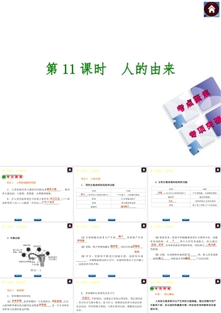 【中考复习方案】2015中考生物总复习 第11课时 人的由来课件（考点聚焦+归类探究+回归教材）