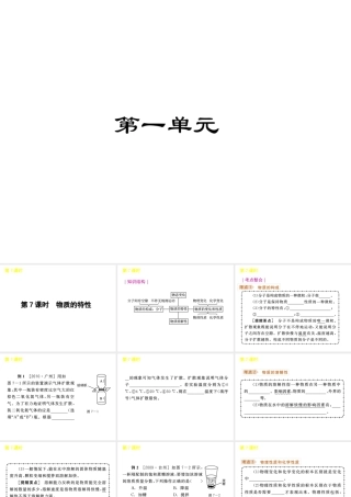 《中考复习方案》九年级科学 第7课时物质的特性课件 浙教版
