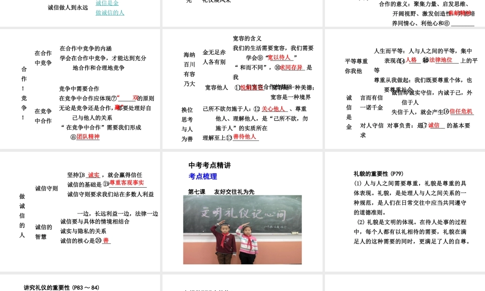 【中考面对面】广西2015届中考政治总复习 第一部分 教材知识梳理 八上 第四单元 交往艺术新思维课件（教材知识导航+中考考点精讲+备考试题精编） 新人教版