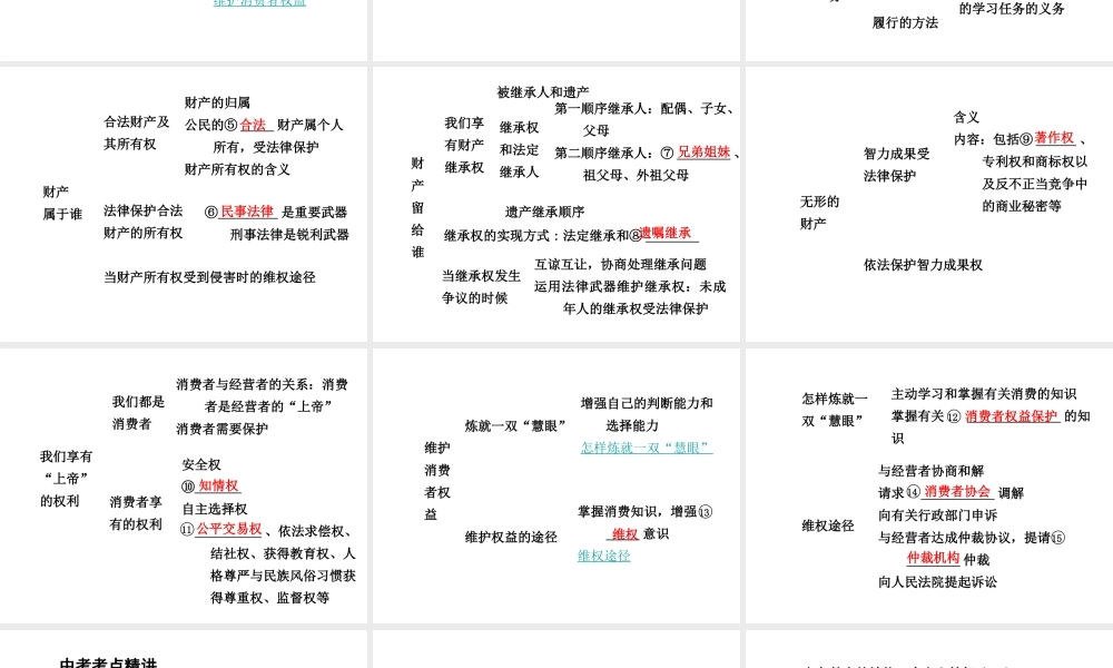 【中考面对面】广西2015届中考政治总复习 第一部分 教材知识梳理 八下 第三单元 我们的文化、经济权利课件（教材知识导航+中考考点精讲+备考试题精编） 新人教版