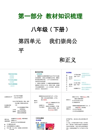 【中考面对面】广西2015届中考政治总复习 第一部分 教材知识梳理 八下 第四单元 我们崇尚公平和正义课件（教材知识导航+中考考点精讲+备考试题精编） 新人教版