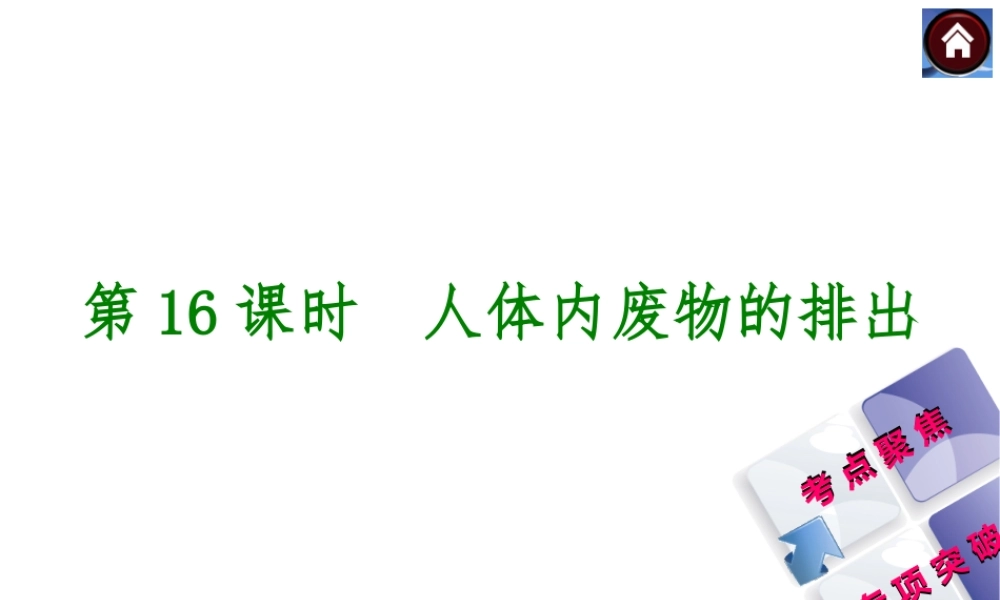 【中考复习方案】2015中考生物总复习 第16课时 人体内废物的排出课件（考点聚焦+归类探究+回归教材）