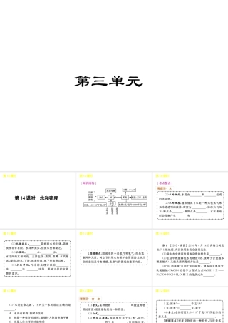 《中考复习方案》九年级科学 第14课时水和密度课件 浙教版