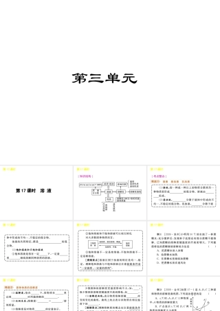 《中考复习方案》九年级科学 第17课时溶 液 (1)课件 浙教版