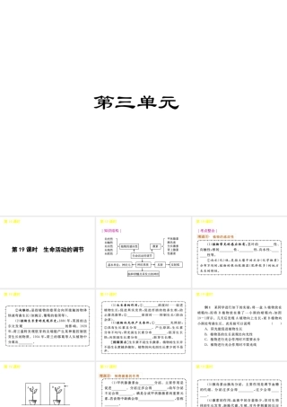 《中考复习方案》九年级科学 第19课时生命活动的调节课件 浙教版