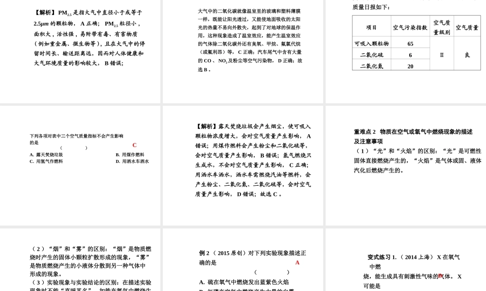 【中考试题研究】四川省2015届中考化学总复习 主题一 空气 氧气课件