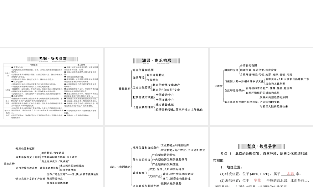 【南方新中考】（梅州）2015中考地理 第二部分 专题八 认识区域特征复习课件