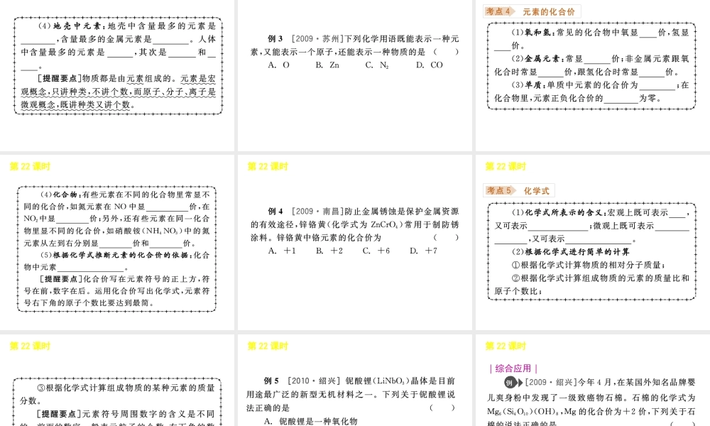 《中考复习方案》九年级科学 第22课时粒子的模型与符号课件 浙教版