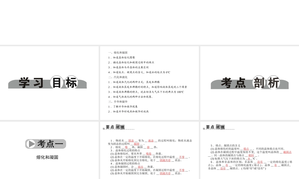 【中考面对面】浙江省2015中考科学总复习 第11讲 物态变化课件