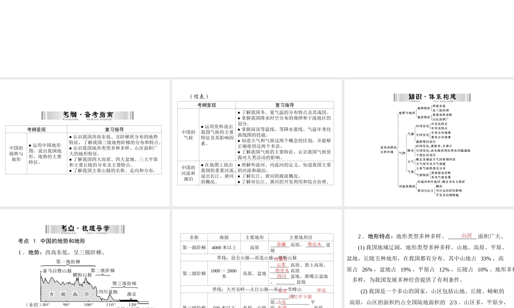 【南方新中考】（梅州）2015中考地理 第二部分 专题四 复杂多样的自然环境复习课件